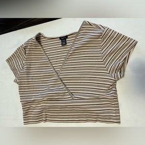 Cream Tan Brown Striped Rue21 shirt